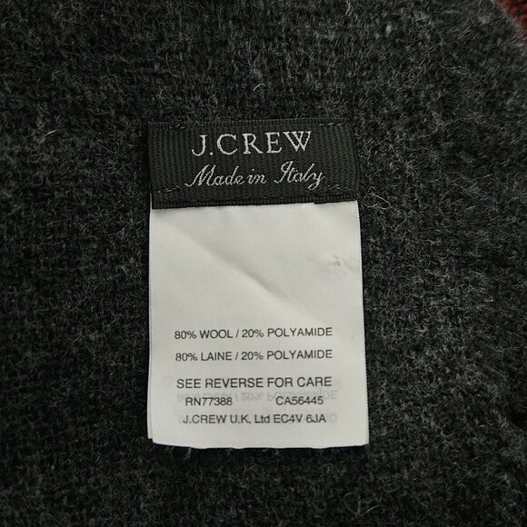 J.Crew Navy Blue Gray Red Plaid Wool Blanket Scarf Wrap Shawl Made In Italy - Picture 2 of 2